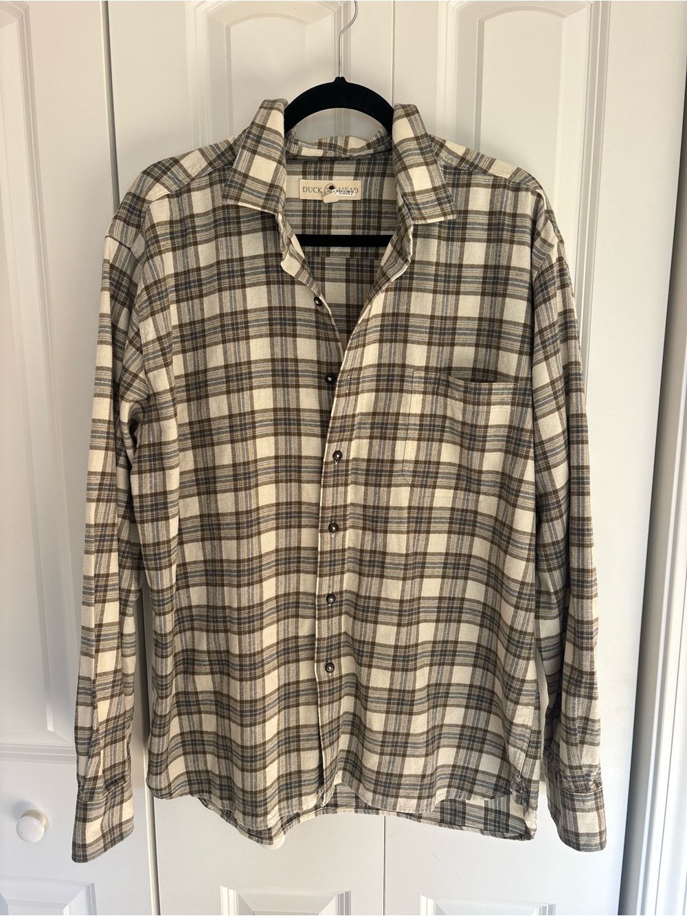 Duck Head Beige Plaid Button-Up Cotton Shirt Men
